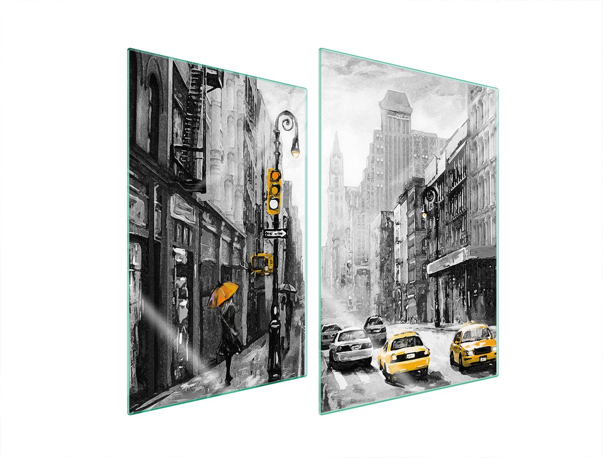 TMK ArtDeko - Serie - Glazen Beschermplaat - 2x35x52 cm - Stad Design