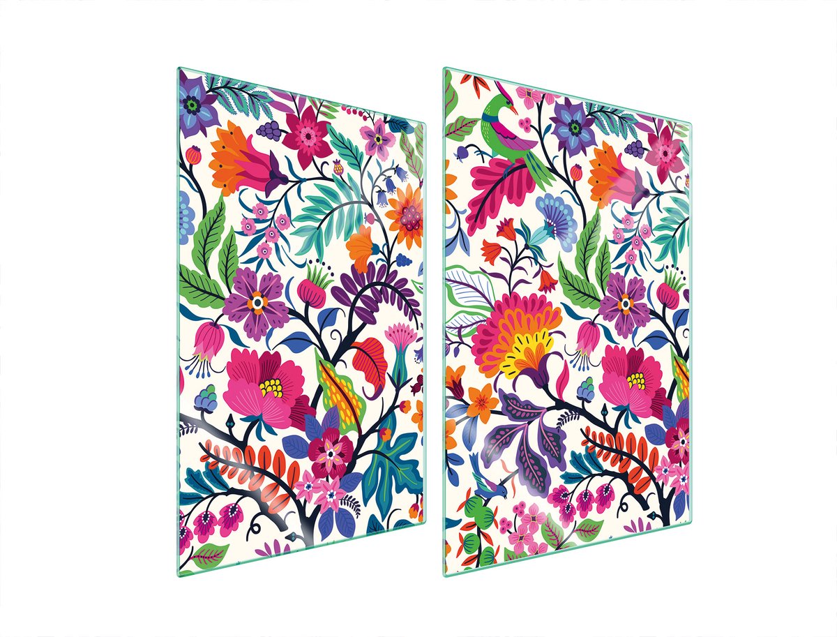 TMK ArtDeko - Snijplank van gehard glas - 35x52cm - Bloemenmotief