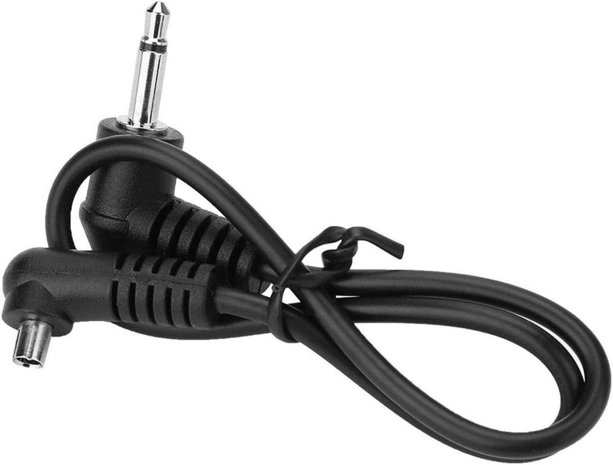 Kabel voor flitsynchronisatie met 3.5 mm jackplug en schroefslot voor camera's, zwart, ideaal voor professionele fotografie