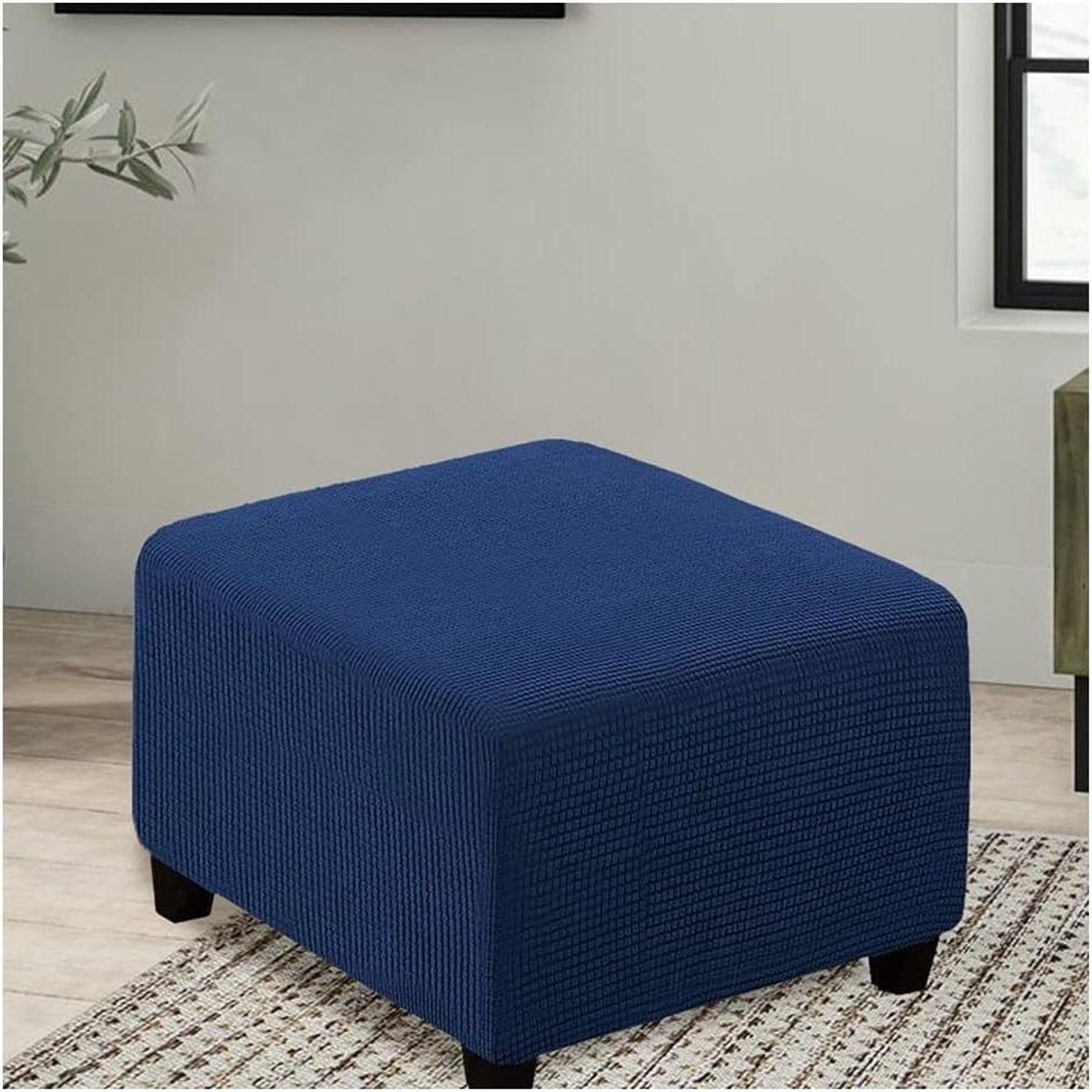 Poef Hoes - Voetenbank Beschermer - Woonkamer Decoratie - Hoge Stretch Stof - 50x50cm - Kleur 8