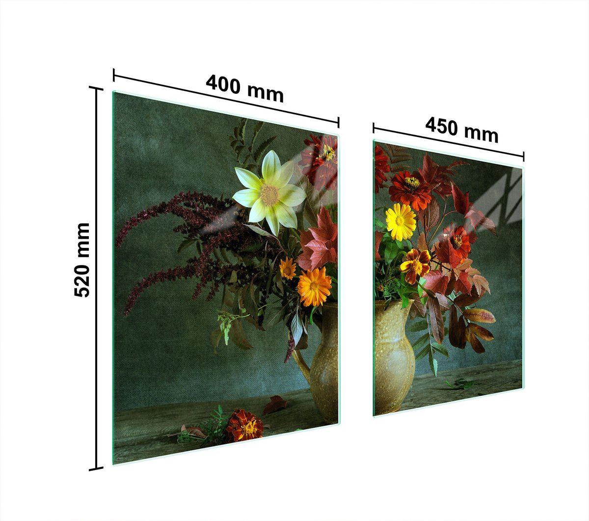 TMK ArtDeko - Kookplaat achterwand - Kwiaty - 85x52 cm - Gehard glas