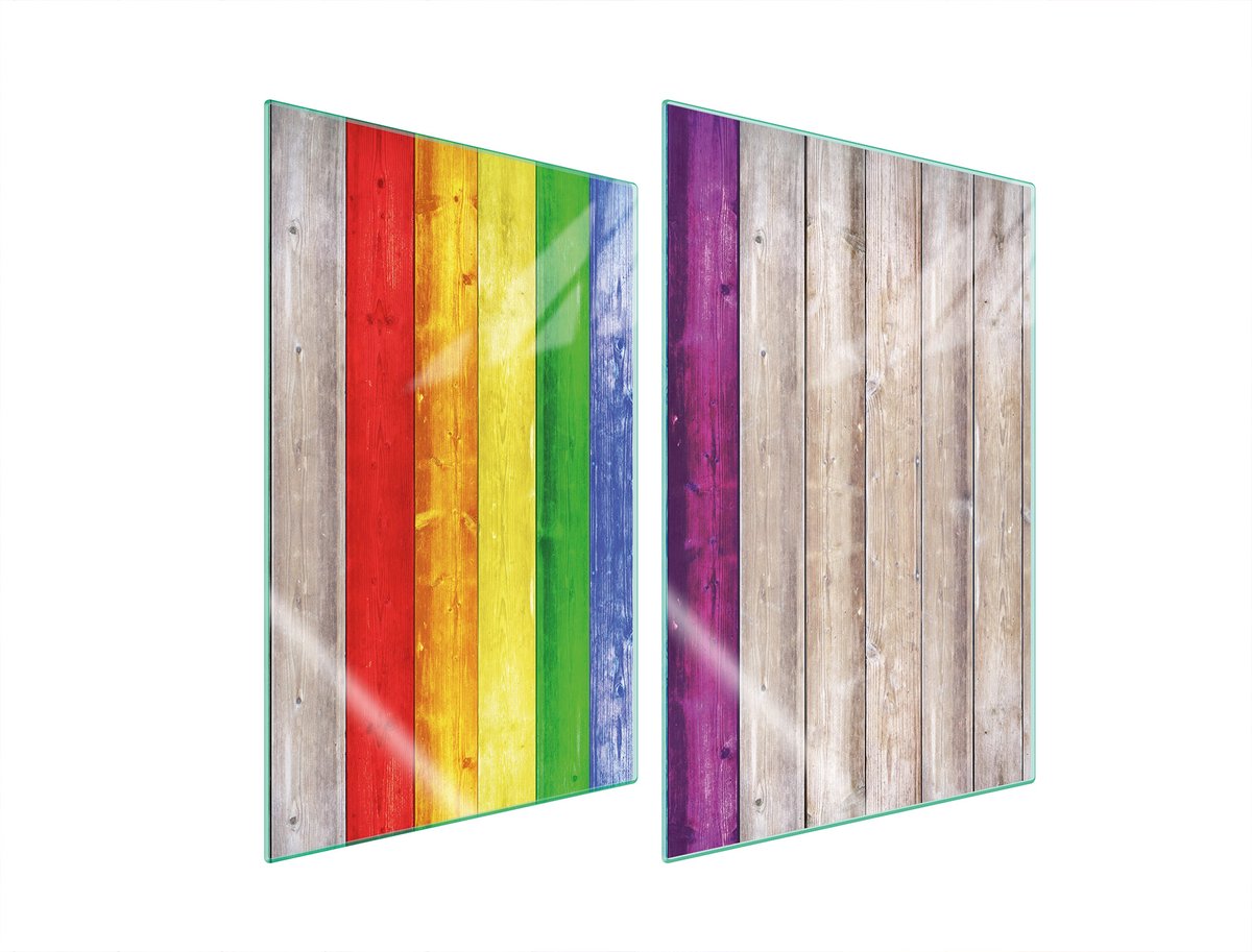 TMK ArtDeko - Serie - Glazen Beschermplaat - 2x 35x52 cm - Kleurrijk