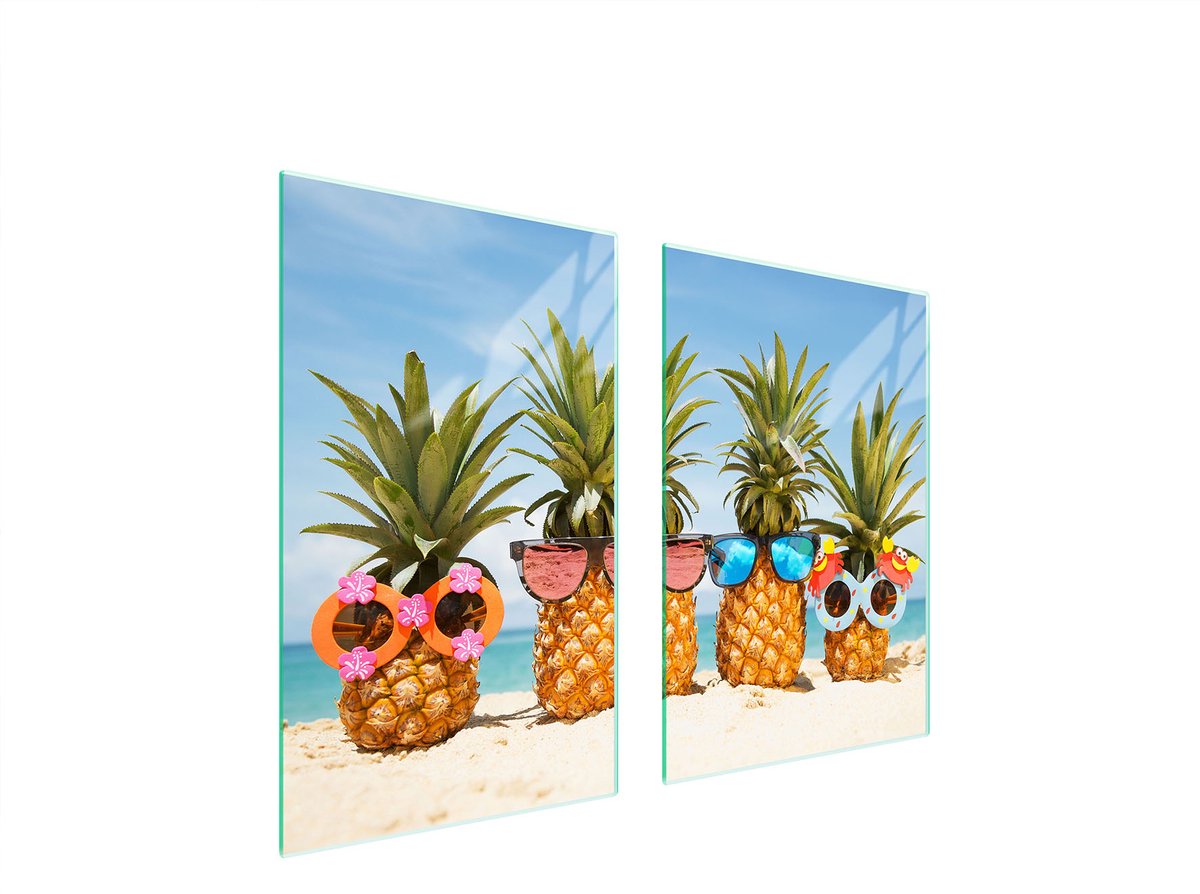 TMK ArtDeko - Beschermplaat Glas - Ananas - 65x52 cm