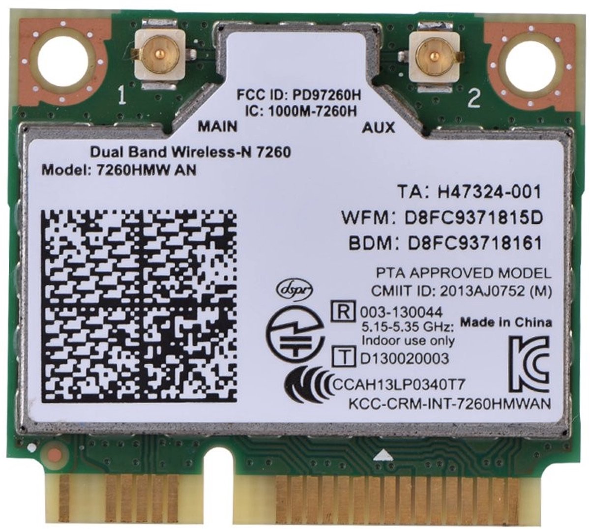 aladdien - WiFi Network Card - Dual Band - 300Mbit/s Snelheid - Mini PCI-E - Bluetooth 4.0 Ondersteuning - Geschikt voor Laptop en Desktop