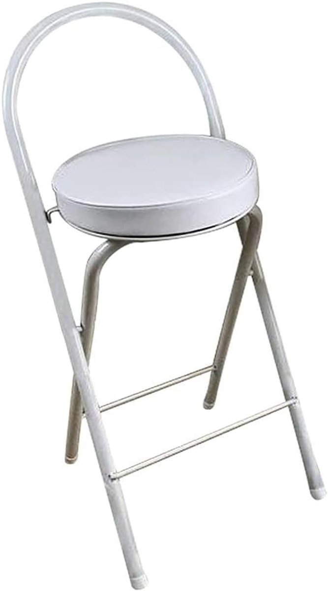 Draagbare Kruk - Opvouwbare Barkruk - Keuken Zitten - Met Rugleuning - 648 cm Zithoogte - Wit