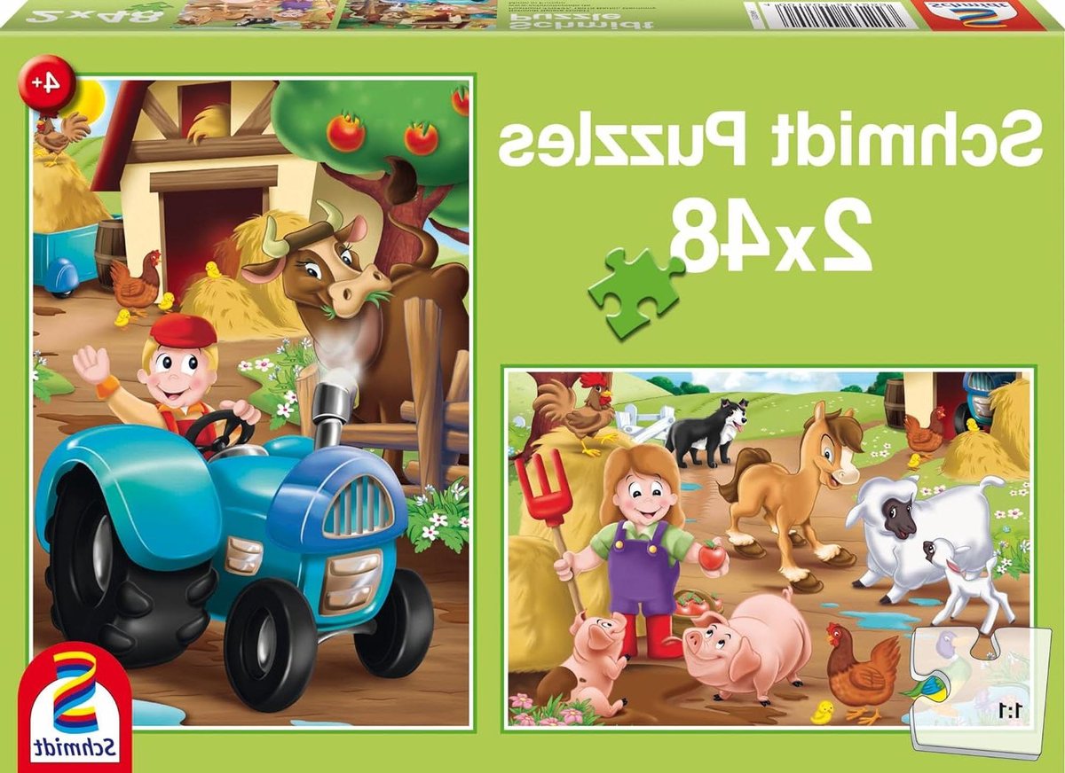 Boerderij Dieren Puzzels - Legpuzzel Set - Kind Ontwikkeling - Twee Puzzels - 48 Stukjes - Kleurrijk