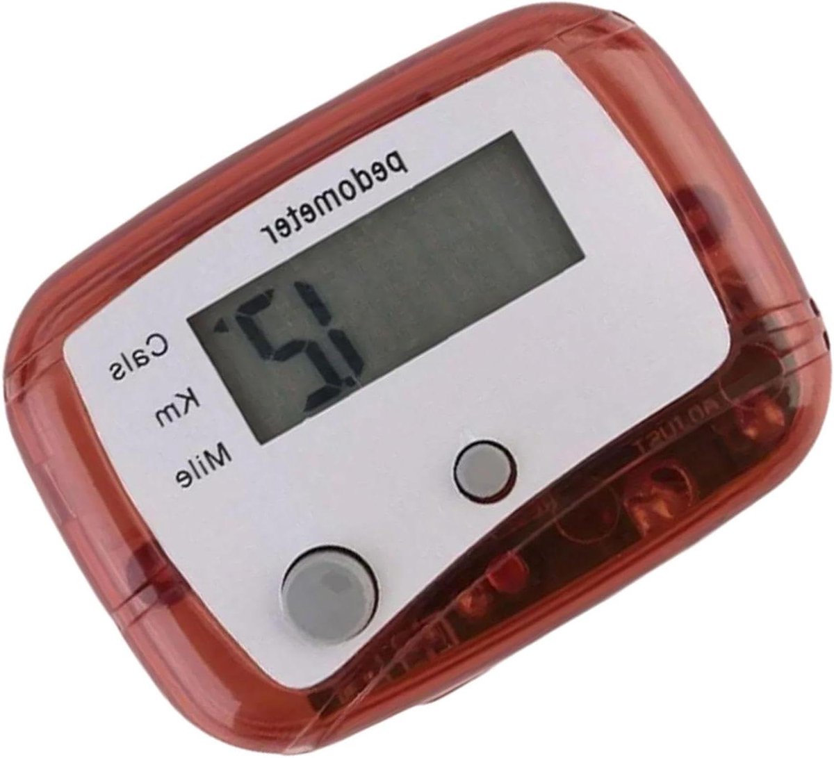Stappenteller - Kilometerteller Loopafstandsmeter - Fitness Gezondheid Tracen - Directe Start Functie - 47 x 35 cm - Rood