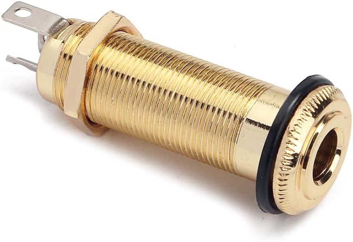 Cylinder Clip Eindpin Mono Paneel Uitgangsjack Socket Korte Poten voor Elektrische Gitaar en Bas 6.35mm Goud - Hoogwaardige Geluidsverbinding, Duurzaam Ontwerp, Eenvoudige Installatie