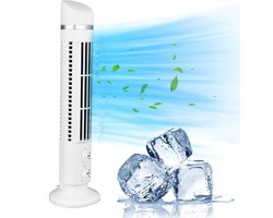 Allecto - Omnibreeze Bladloze Torenventilator - Stille 90° Oscillatie Desk Fan voor Thuis en Kantoor - USB Aansluiting (Wit)