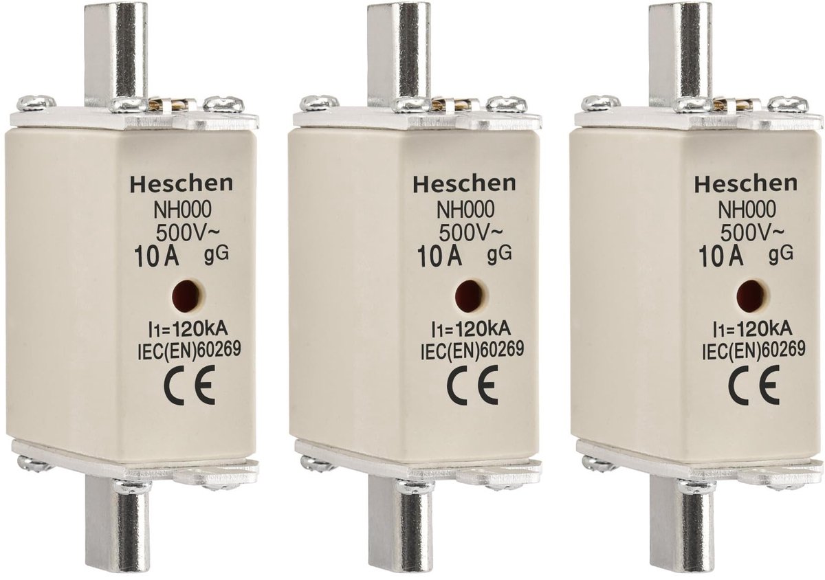 Allecto - NH zekeringinzetstuk - 10A gG - Frontindicator combi-melder - 3 stuks - Hoogwaardige beveiliging - Geschikt voor diverse toepassingen - C...