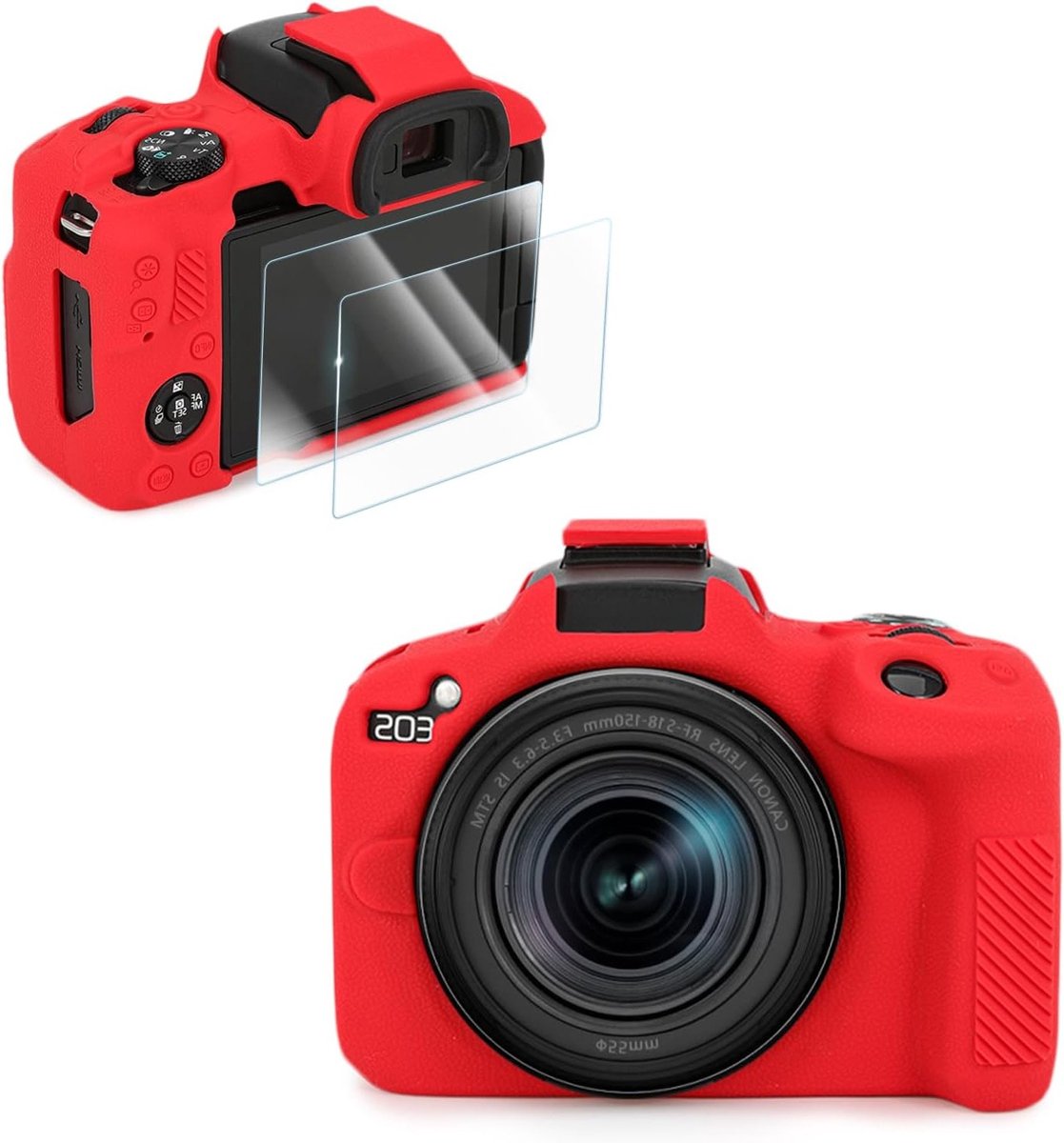 Camera Case Accessoires voor CANON EOS R50 - Silicone Beschermhoes met 2 LCD Gehard Glas Films, Lichtgewicht en Verbeterde Grip