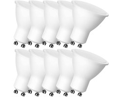 Kwazar Luminaire GU10 LED koudwitte 4W-lamp, vervangt 45W halogeenlampen, 320 lumen, 6000K, 120° stralingshoek, reflectorlampen, 10 stuks