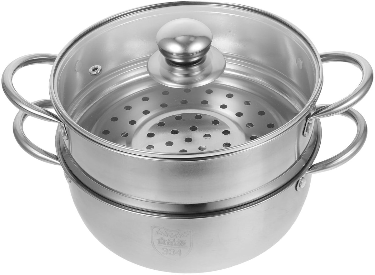 Allecto - Stoomkoker - Roestvrij staal - Duurzaam en veelzijdig - 26 centimeter - Geschikt voor inductie en gas - Vaatwasserbestendig - Ideaal voor...
