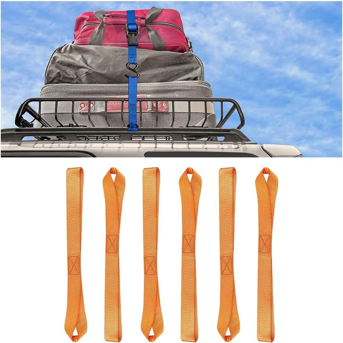 Zachte Spanbanden - Riemen voor Vastzetten - Transport Beveiligen - Krasvrij Materiaal - 6 stuks 30.5 cm - Oranje
