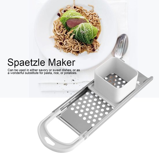 Allecto - Spaetzle-maker - Eenvoudige noodle-maker - Roestvrij staal - Comfortabele handgreep - Keukenrasp - Geschikt voor pasta - 32,4 x 10,7 x 6,... — afbeelding 3