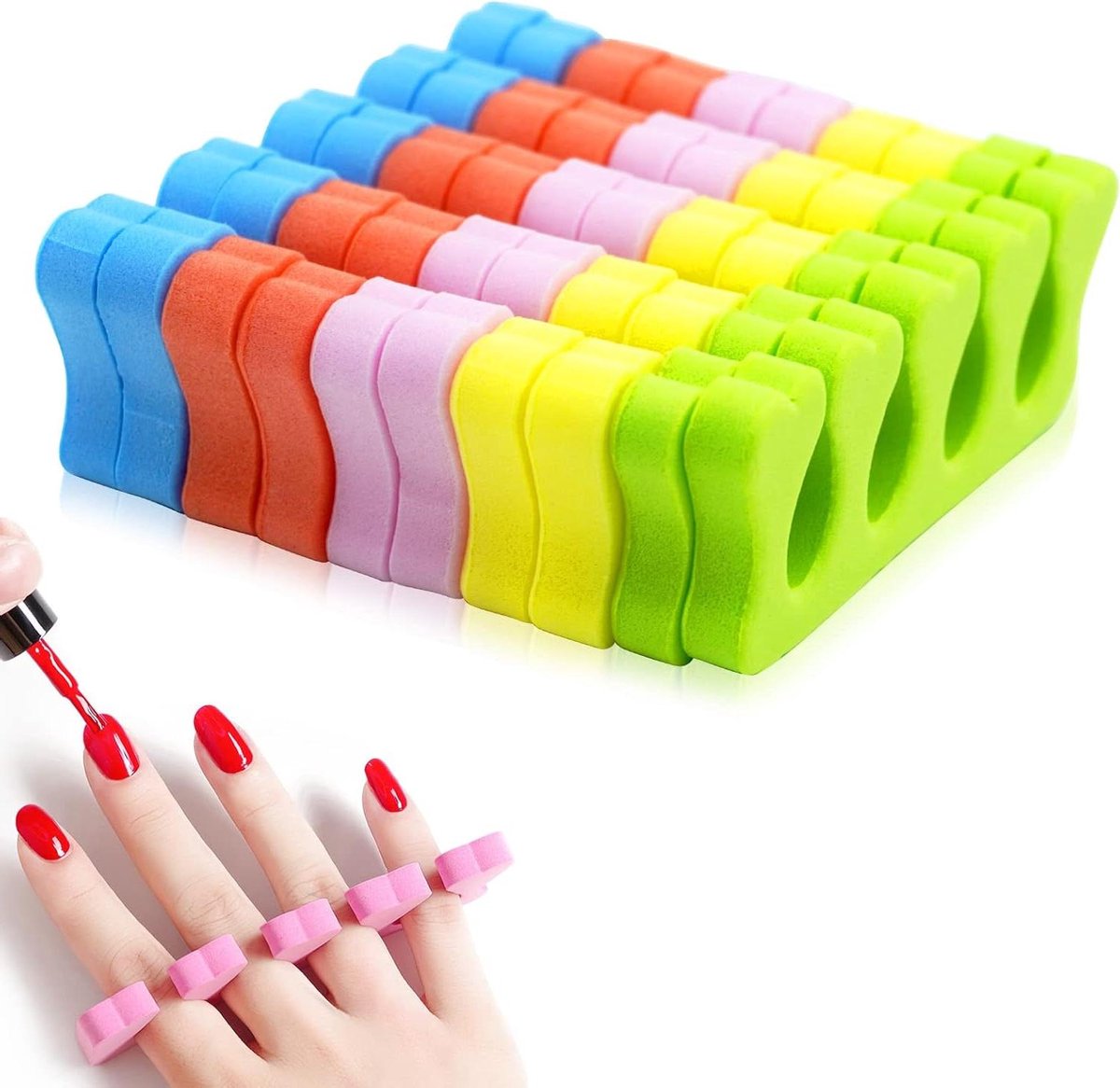 Tenenspreiders - Teen Verdelers - Pedicure Thuis - Zachte Spons - 10 stuks - Wit