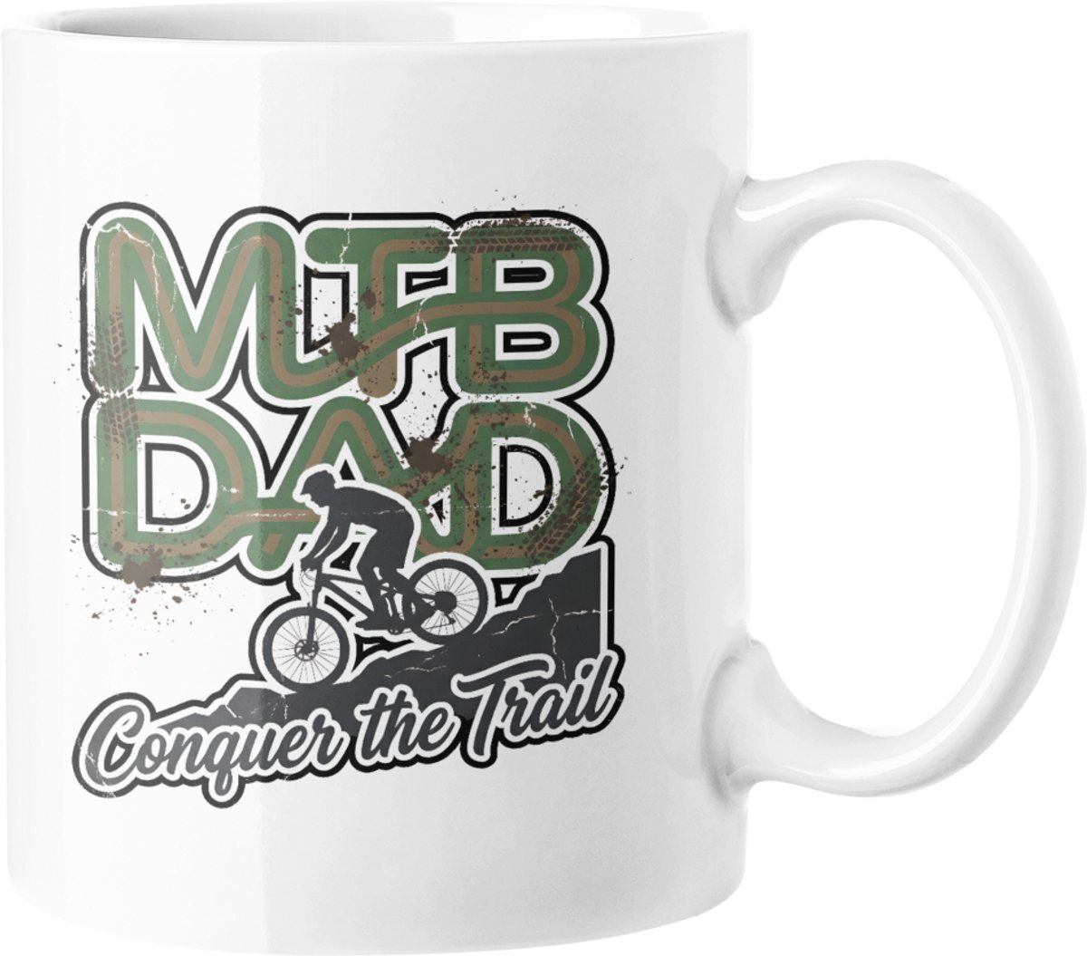 MTB Dad Koffiemok - Overwin het Pad Mountainbiken Mok voor Vaders, 330ml Keramiek