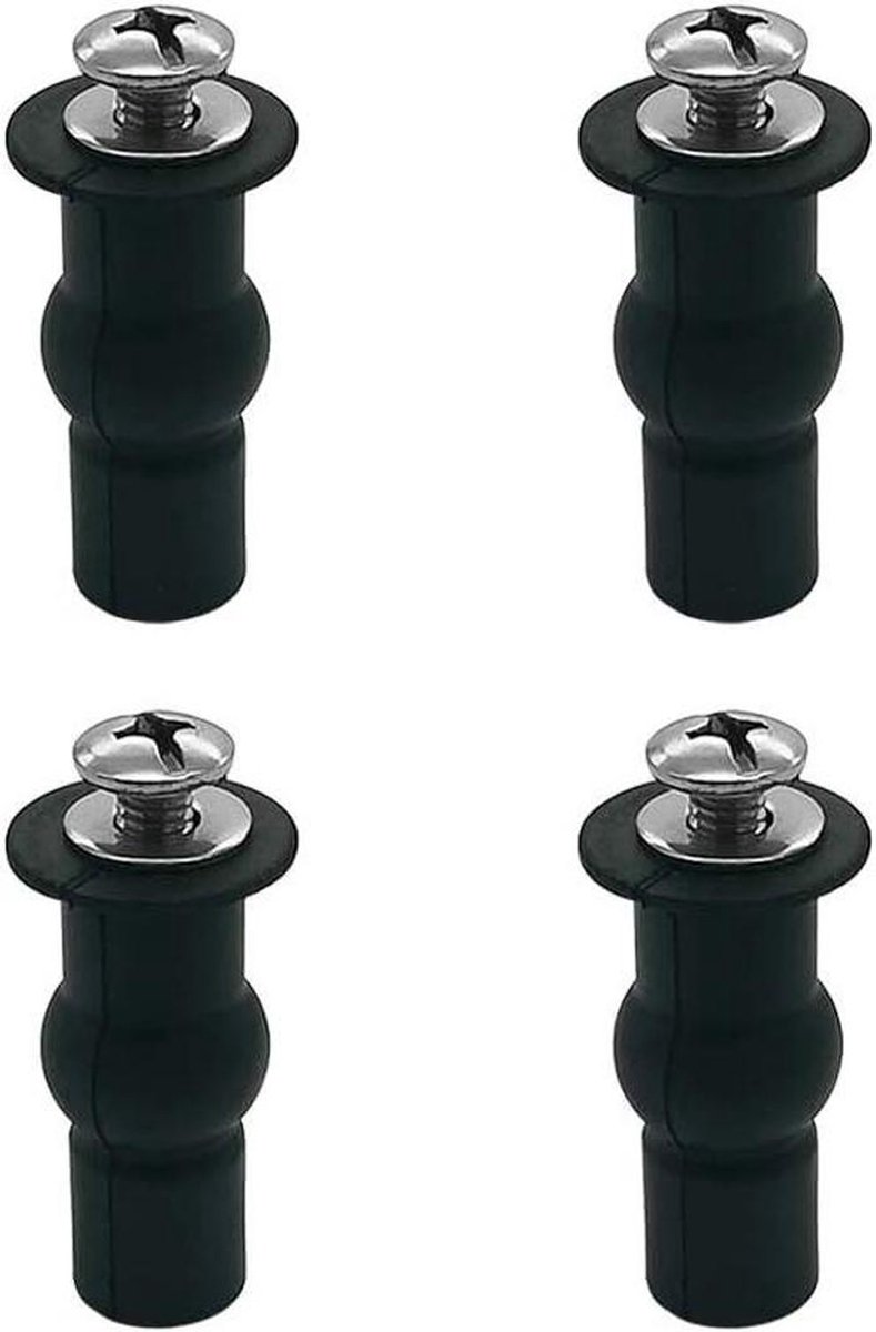 Toiletbril Schroeven - WC-bril Bevestiging - Vastzetten Toiletbril - Blindgat Montage - 4 stuks - Zilver Zwart