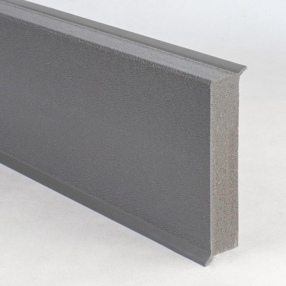 PVC Plint - Vloerlijst Kunststof - Wandafwerking - Generfd Oppervlak - 10 meter - Grijs
