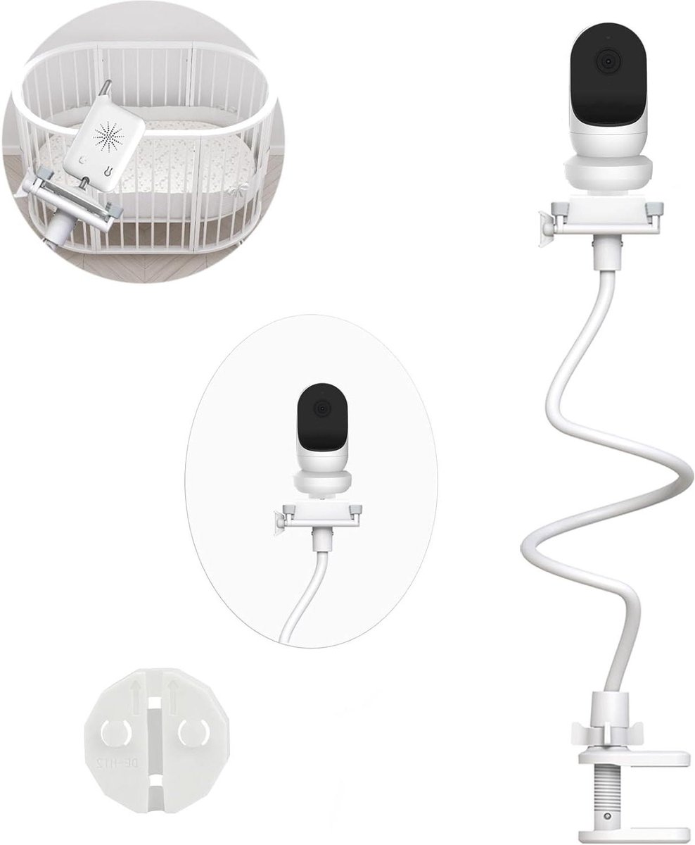 Babyfoonhouder - Camerahouder Flexibel - Babykamer Monitoren - Zonder Boren Bevestiging - 85 cm Lengte - Wit