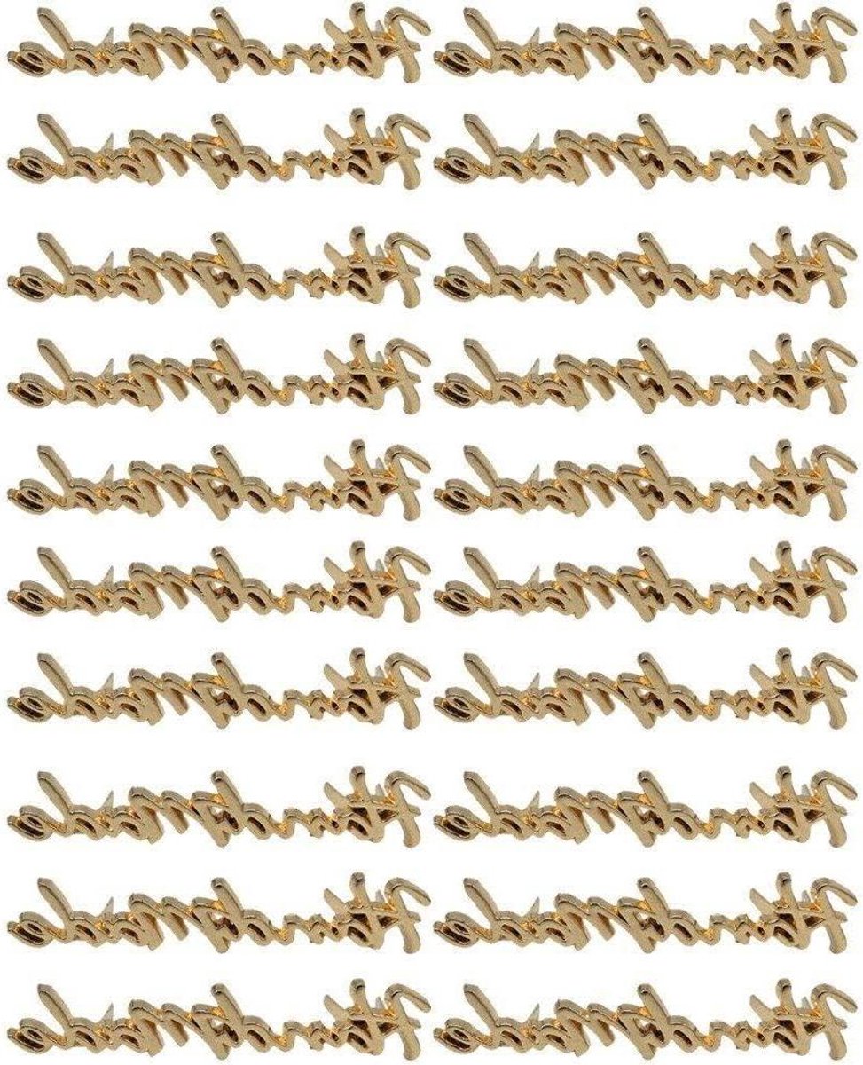 Metalen Label Handgemaakt - Gesp Labels - Kleding Labelen - Reliëf Patroon - 10x35mm - Goud