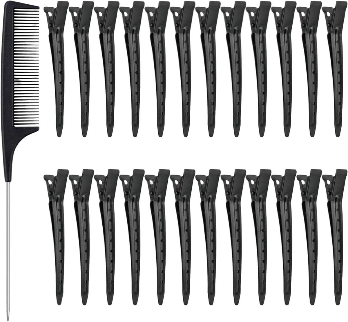 Haarklemmen Set - Haarclips Krokodil - Haar Stylen - Ademend Houdingsontwerp - 24 stuks - Zilver