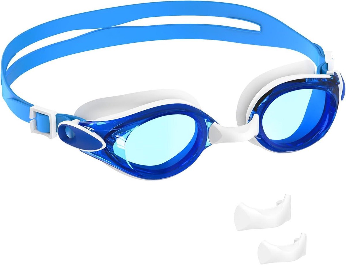 Uniseks Zwembril - Waterdichte Bril - Helder Zwemmen - Drievoudige Anti-Condens - Unisex Volwassene - Blauw Wit