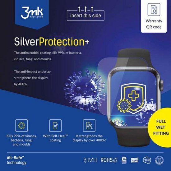 3Mk All-In-One Silverprotection+ Gehard Glas Voor Apple Watch Serie 5 6 7