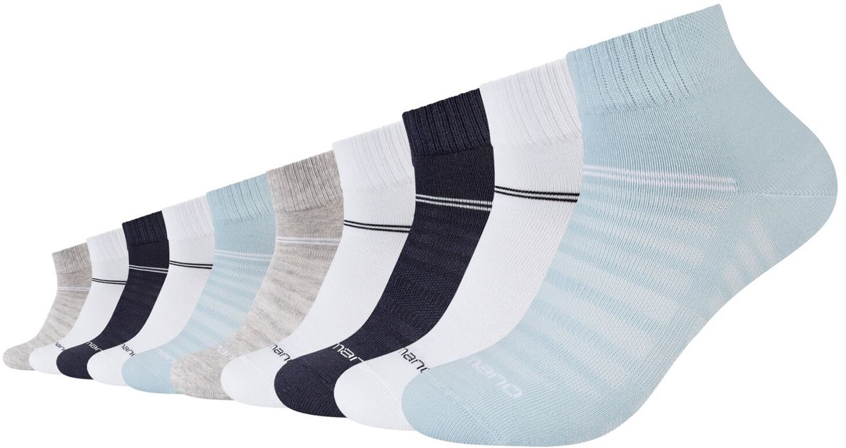camano, Unisex sokken, camano, mesh-ventilatie, zonder compressie, ondersteuning van de voetboog, gekamd katoen, verstevigde hiel, verstevigde teen, zachte teen naden, 10-pack, kwartsokken, comfortabel, duurzaam.