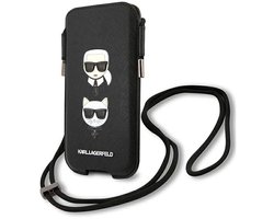 Karl Lagerfeld Saffiano Ikonik Serie - iPhone 12 Mini Hoes - Zwart - Uniek Design