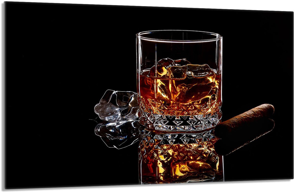 TMK ArtDeko - Beschermplaat Snijplank - 80x52 cm - Whisky Motief - Glas