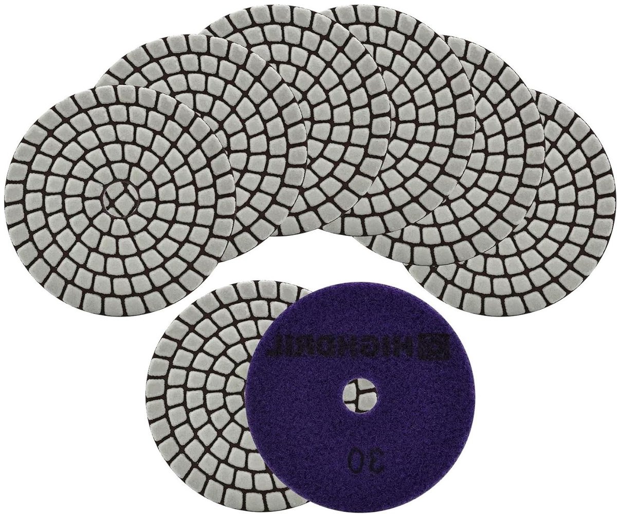 Diamant Polijstpads - Schuurschijven Poetsblokken - Natuursteen Bewerken - Droog Polijsten - 100 mm 8 Stuks - Grijs