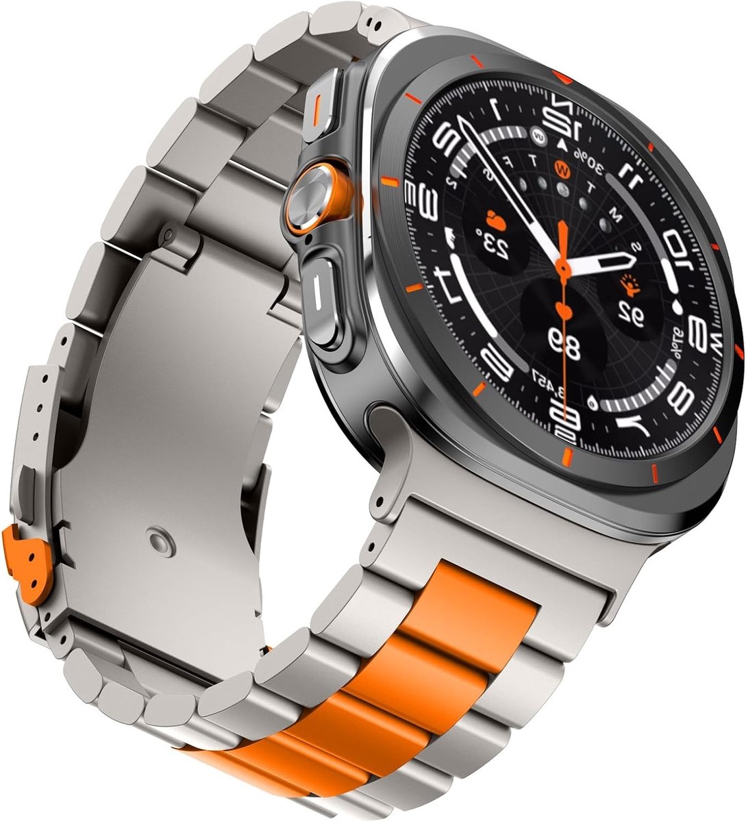 Verstelbare titanium armband voor Samsung Galaxy Watch Ultra, sportieve metalen band voor heren en dames, vervangbare polsband met stevige sluiting