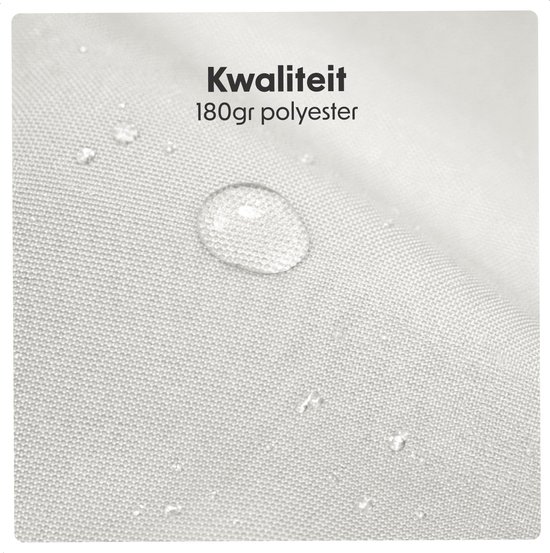 Crème 180gr polyester stof met waterdruppels. Kwaliteit 180gr polyester.