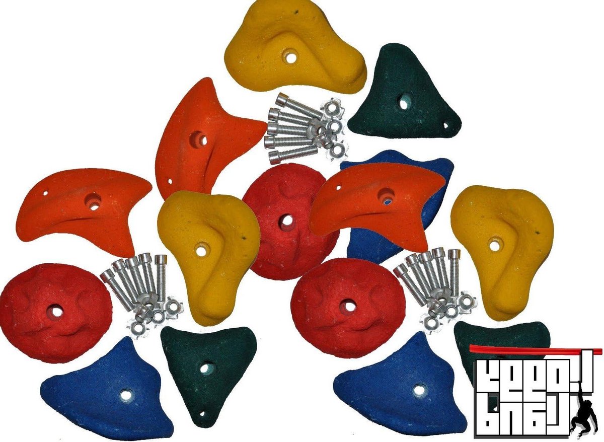 Klimstenen Set - Klimgrepen Buiten - Actieve Spelletjes - Inclusief Bevestigingsmateriaal - 15 Stuks - Multicolor
