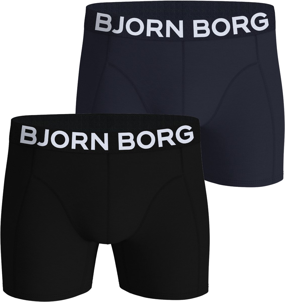 Björn Borg Cotton Stretch boxers - heren boxers normale lengte (2-pack) - donkerblauw - zwart