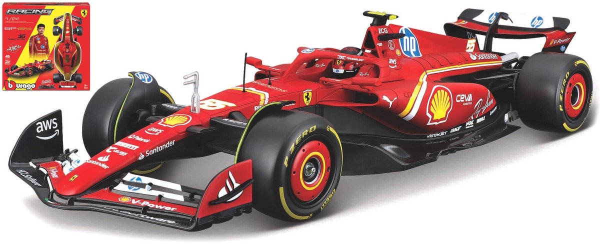 Bburago Ferrari Ferrari Sf24 - Modelauto - Schaal 1:24 - Rood/Geel/Wit