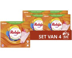 Robijn - Wasmiddeldoekjes - Color - 100% oplosbare doekjes in een kartonnen verpakking - 4 x 16 wasstrips