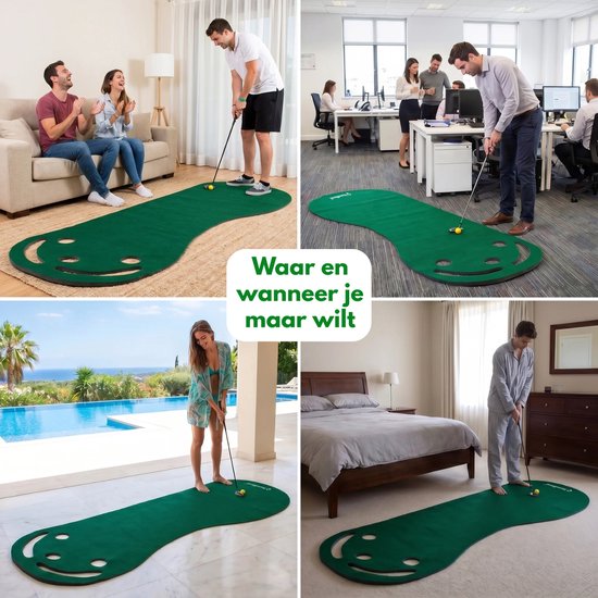 Homeblend Golfmat - Putting Mat - 90x274 cm - 3 Targets - Met Ballenstopper - Golf Oefenmat - Slijtvast Kunstgras met Anti-slip - Golf Accessoires van homeblend — afbeelding 5