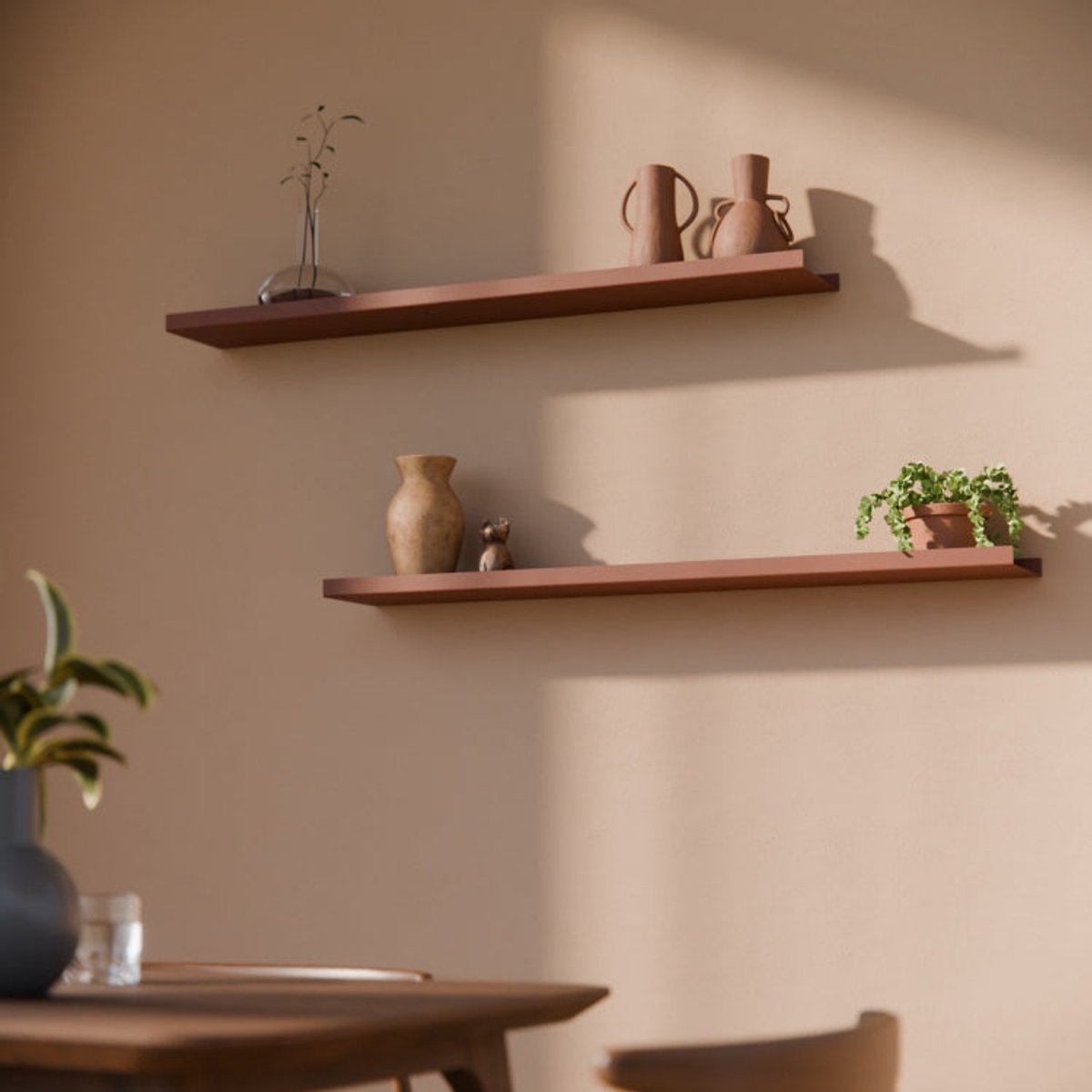 Metalen Wandplank Edge Koperbruin 100 cm - Kunst van Staal