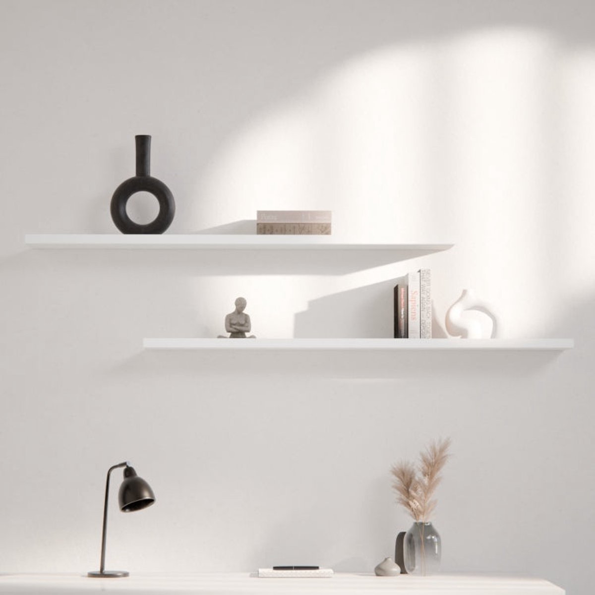 Metalen Wandplank Edge Wit 120 cm - Kunst van Staal