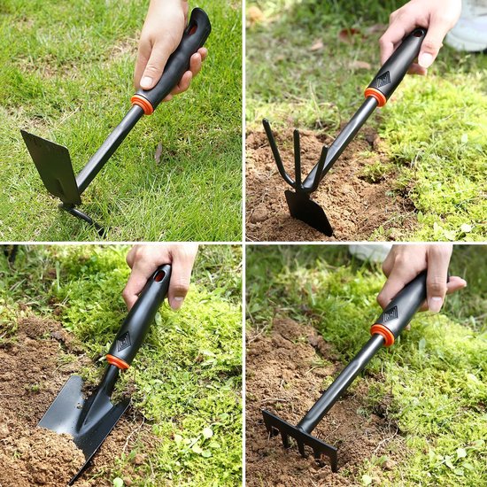 Tuingereedschap Set - Rostvrij Staal Gereedschap - 3 Delig - Ergonomisch Handvat - Voor Planten en Wieden - Zwart van Tuingereedschap. — afbeelding 5