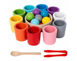 SURFOU Montessori Houten Kleuren Sorteer Cups