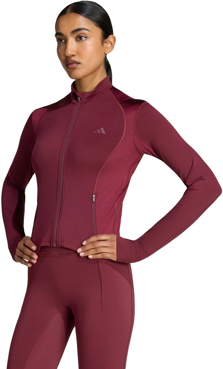Adidas Performance Primelift Essentials Shine Workoutjack Met Rits - Dames - Bordeaux