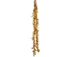 Arte R Lametta kerstslinger - goud - folie - 200 x 12 cm - met kerstklokjes - folieslinger – foto 3