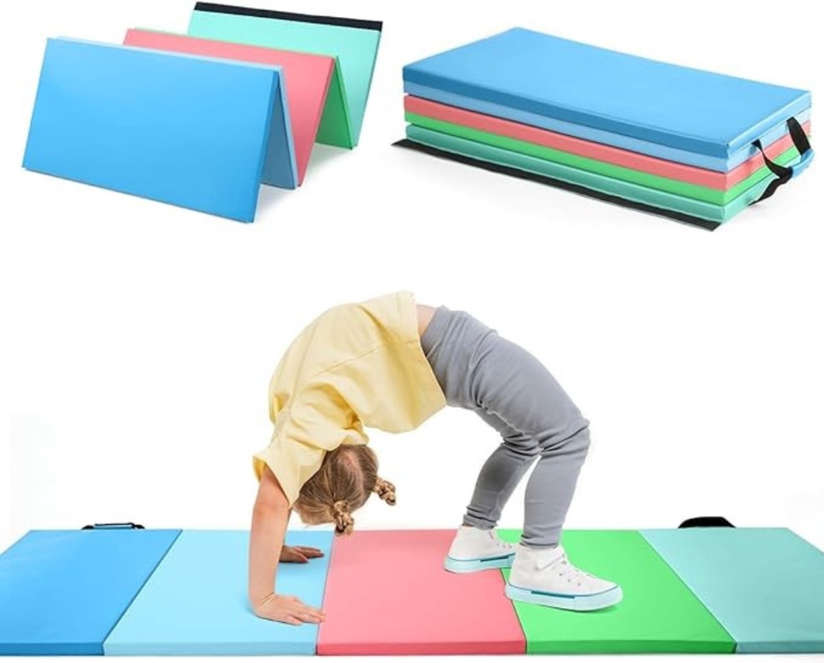 Gymnastics Mat - Opvouwbare Zachte Vloermat – Gymmat – Fitnessmat – Turnmat met Handvatten – Sportmat – Speelmat – Tumblingmat voor Kinderen – Speelmat voor Activiteiten – 195 x 75 x 3 cm – Cartoon