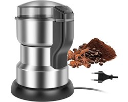 Elektrische Koffiemolen - Koffiebonenmaler Kruidenmaler - Verse Koffie Malen - Roestvrijstalen Messen - 150 Watt - Zilver