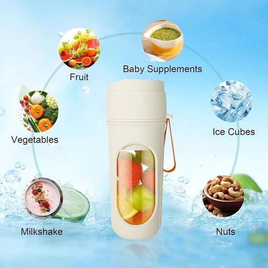 Draagbare Blender - Smoothie Maker Mini Mixer - Gezonde Dranken Maken - 12 RVS Messen - 450 ml - Oranje — afbeelding 2