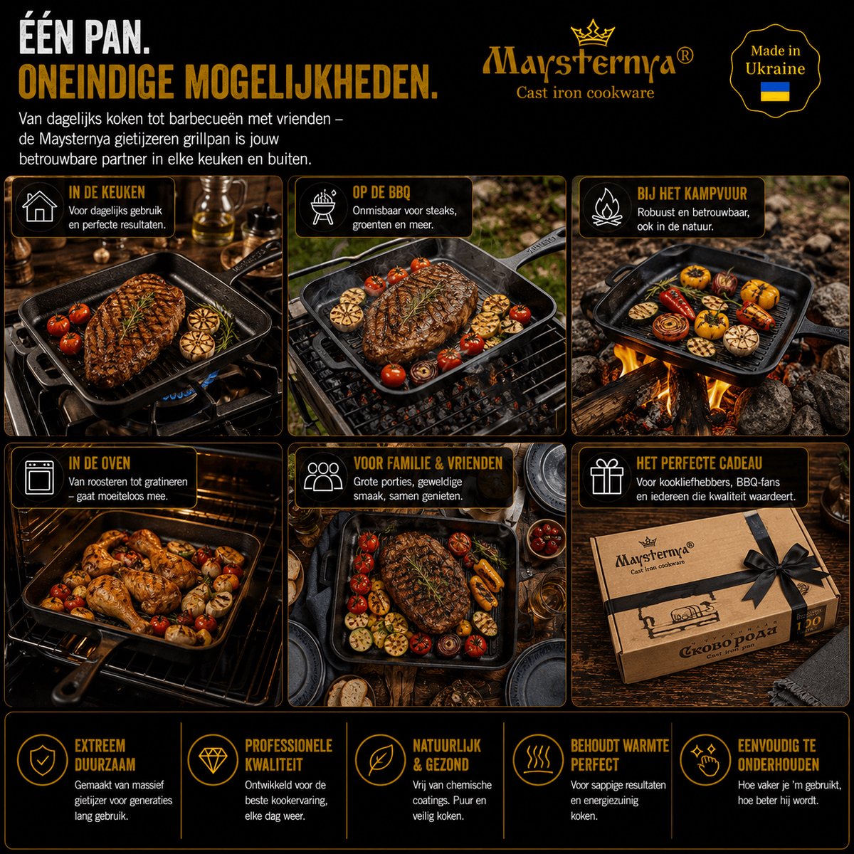 MAYSTERNYA MAYSTERNYA Grillpan Gietijzer - afbeelding 3