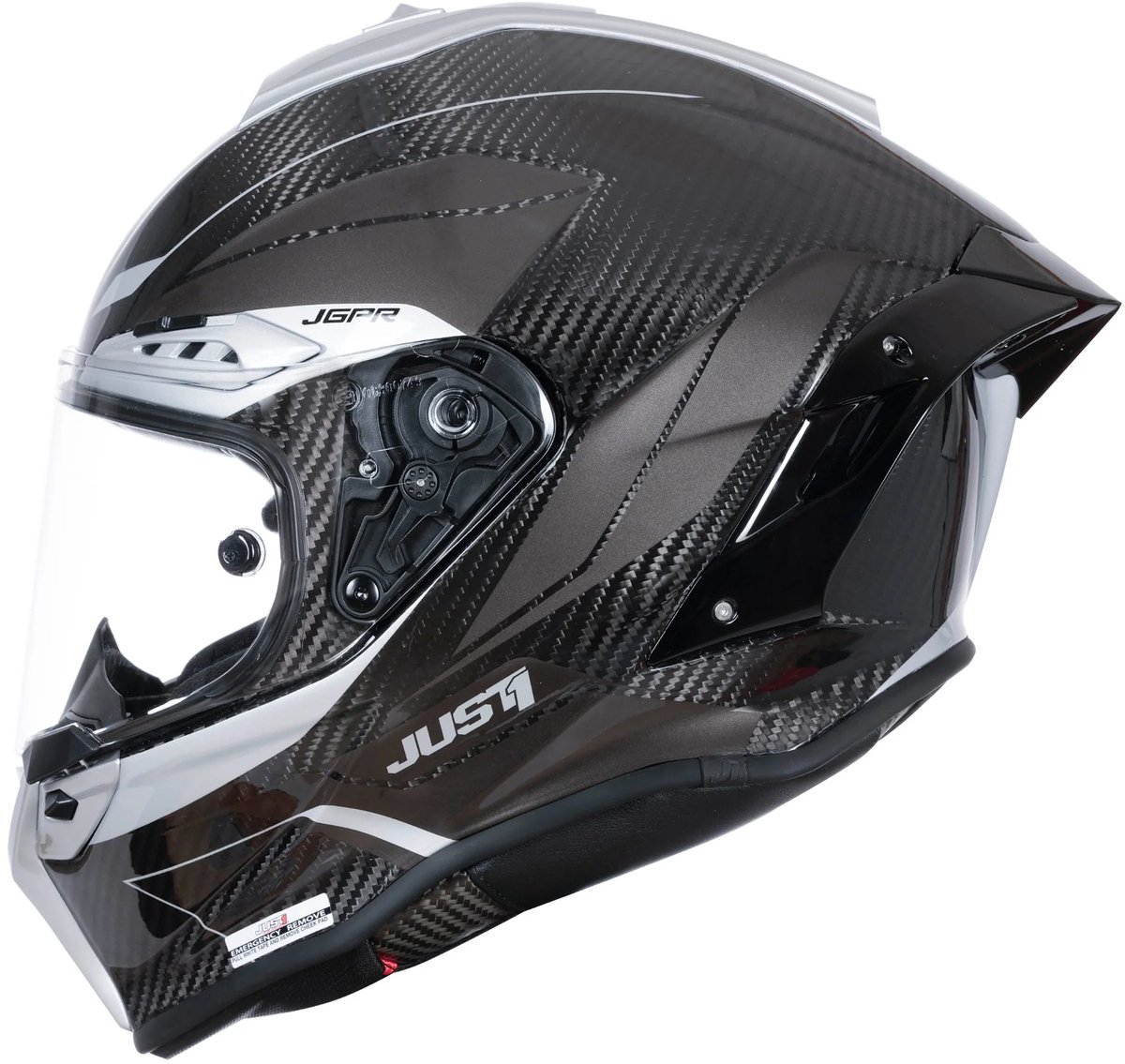 Just1 Motorhelm Integraal J-GPR Silver-Carbon Gloss Maat L - ECE 22.06 and DOT
